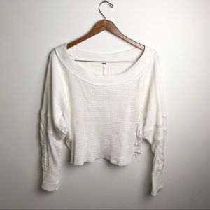Free People white quilted crop pullover, sz S